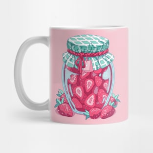 A cute red jar with some strawberry jam Mug